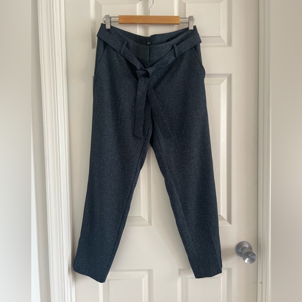 LOFT Dark Charcoal Tie-Waist Trousers